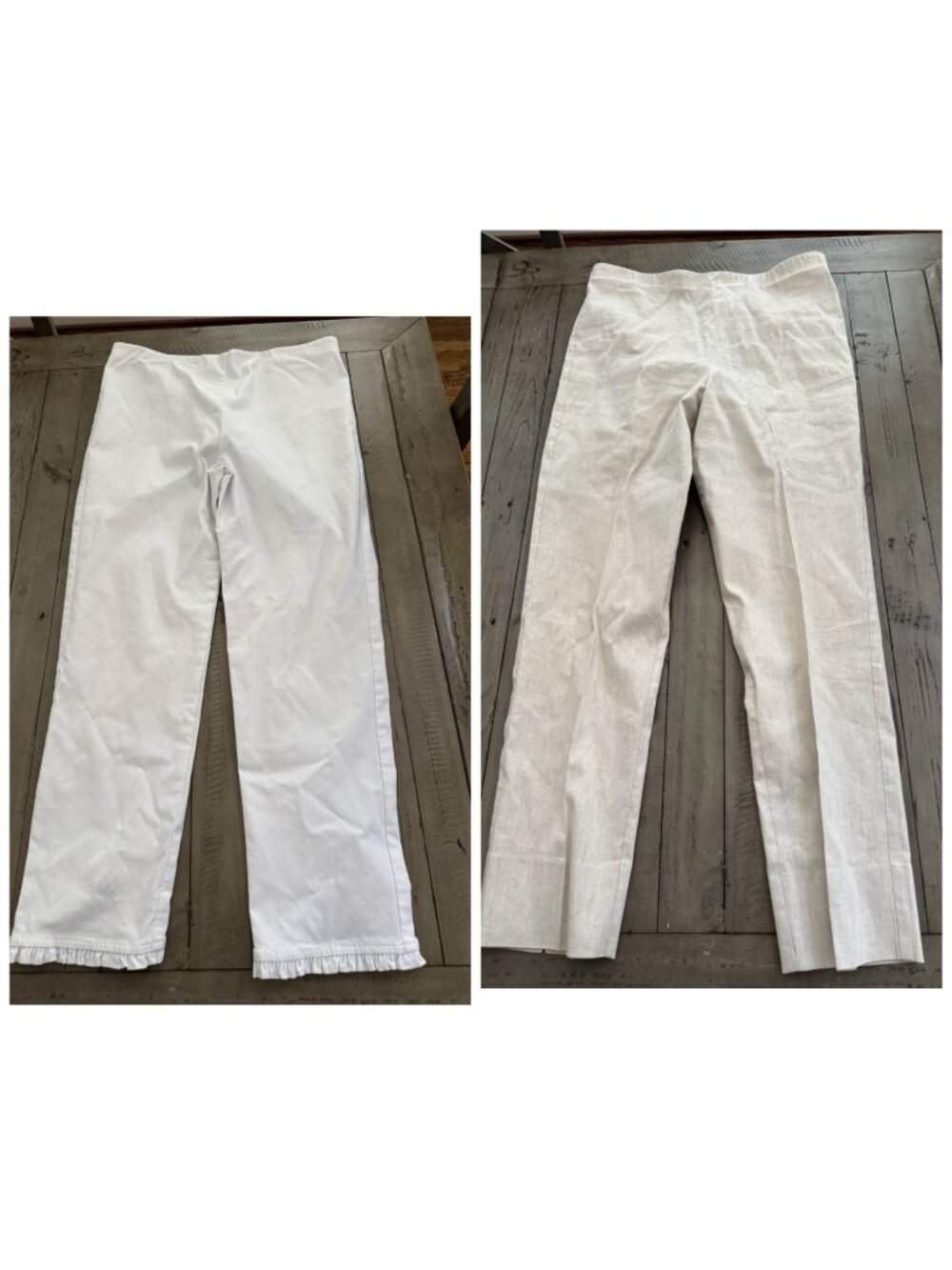 Sara Campbell Size Medium Lot Bundle of 2 Pairs Pants Linen Cotton White